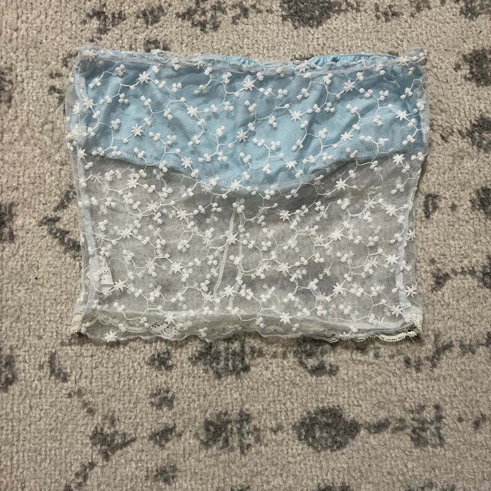 Blue lace tube top